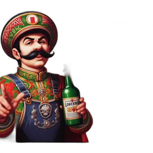 bottle, crown, face, 3d render transparent PNG cut-out