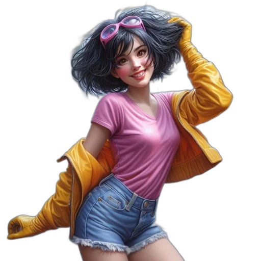 jacket, face, dress, hair transparent PNG cut-out