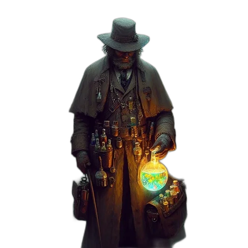 staff, hat, jacket, robot transparent PNG cut-out