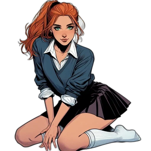 comic book art, cartoon, concept art, female transparent PNG cut-out
