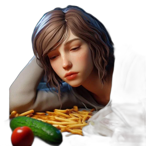 food, face, robot, photorealistic transparent PNG cut-out