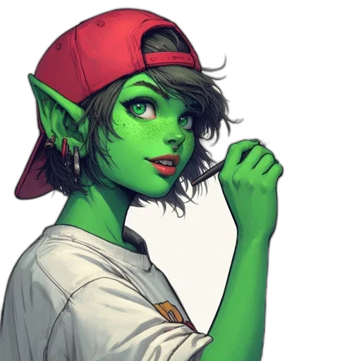 staff, hat, face, fantasy art transparent PNG cut-out