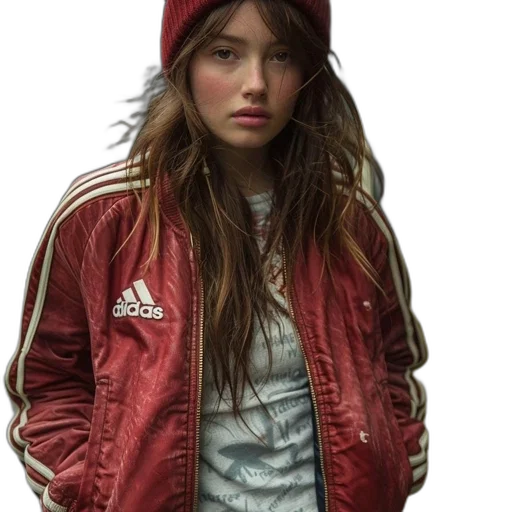 jacket, hat, face, photorealistic transparent PNG cut-out