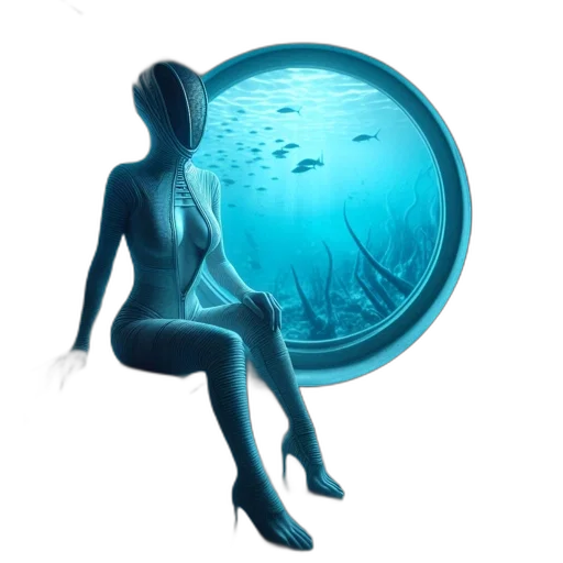 creature, concept art, 3d render, underwater transparent PNG cut-out