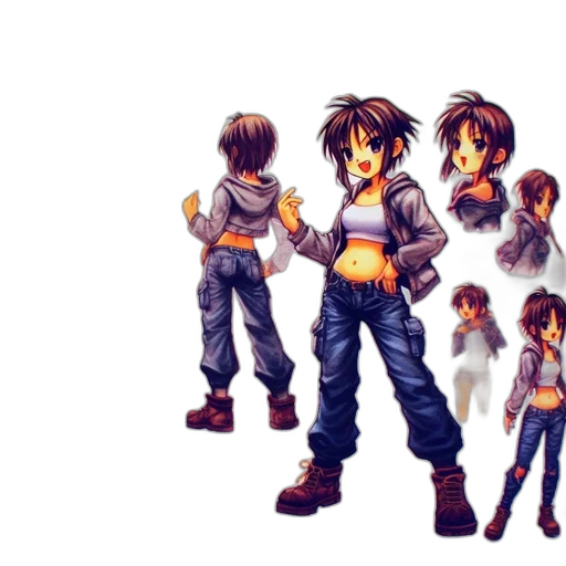 concept art, pixel art, anime, 3d render transparent PNG cut-out