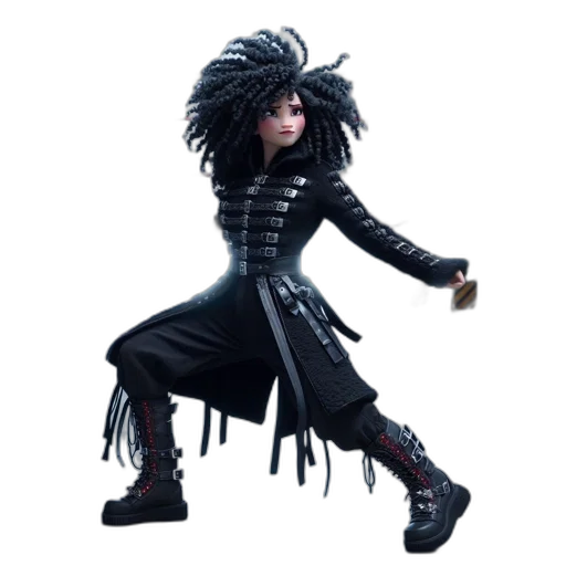 hair, jacket, staff, creature transparent PNG cut-out