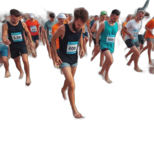 large, crowd, men, numbered transparent PNG cut-out