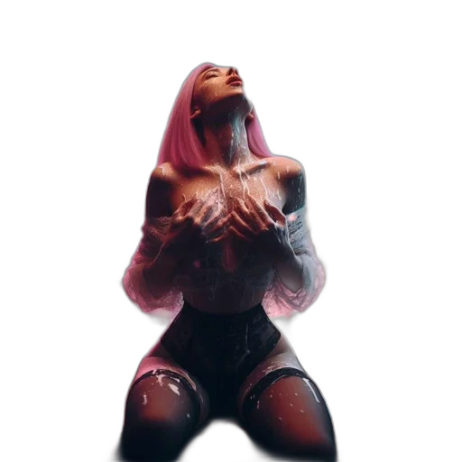 concept art, neon lights, woman, pink transparent PNG cut-out