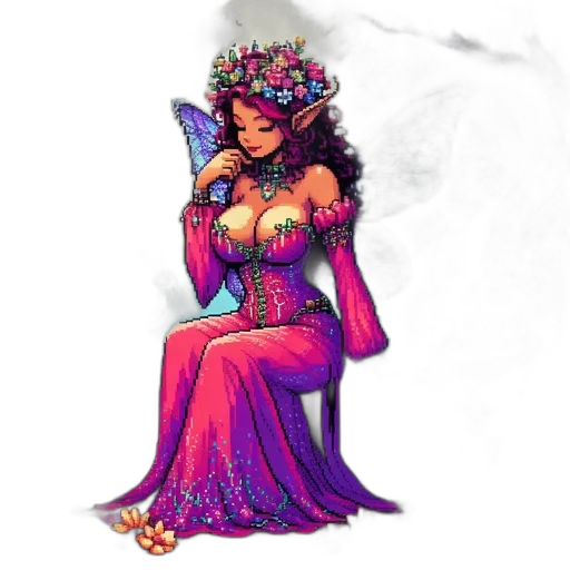 dress, crown, jewelry, staff transparent PNG cut-out