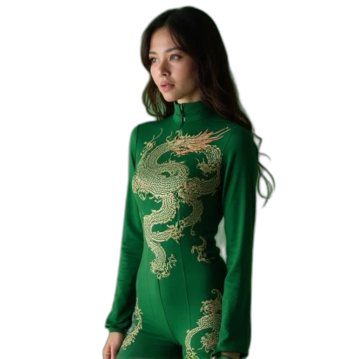 dress, dragon, jacket, green transparent PNG cut-out