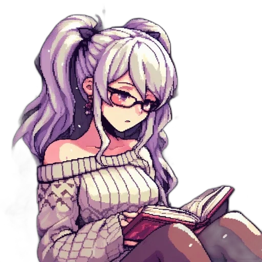 staff, face, pixel art, anime transparent PNG cut-out