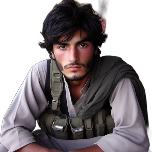 face, weapon, staff, photorealistic transparent PNG cut-out