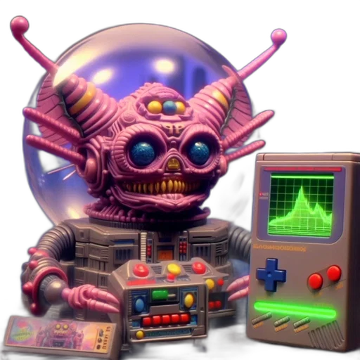 robot, creature, mask, pixel art transparent PNG cut-out