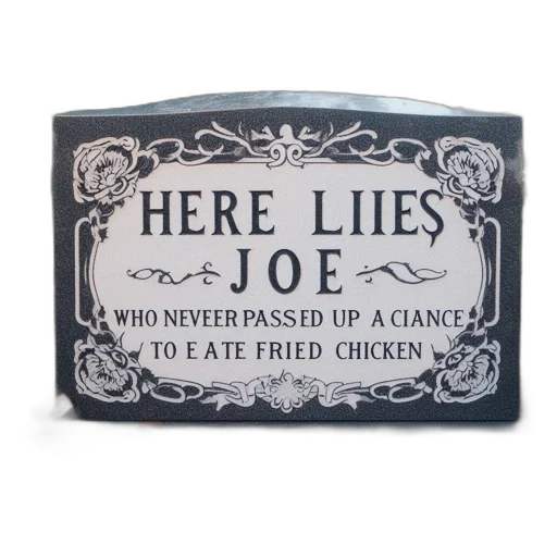 food, humorous, gravestone, joe transparent PNG cut-out