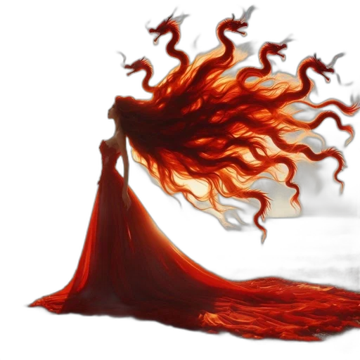 hair, dragon, dress, creature transparent PNG cut-out
