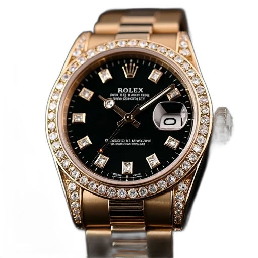 jewelry, rolex, datejustr, black transparent PNG cut-out