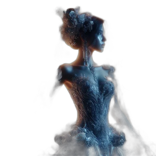 dress, hair, creature, robot transparent PNG cut-out