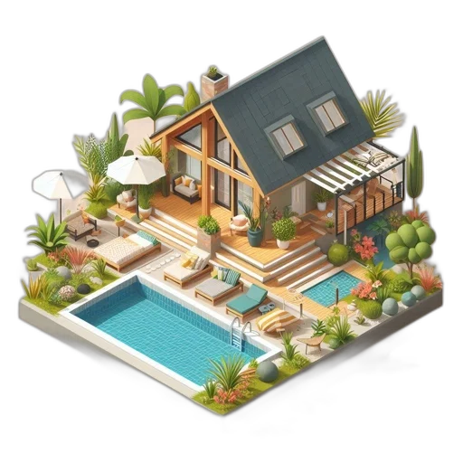 furniture, building, 3d render, concept art transparent PNG cut-out