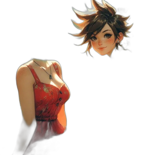 dress, face, staff, hair transparent PNG cut-out