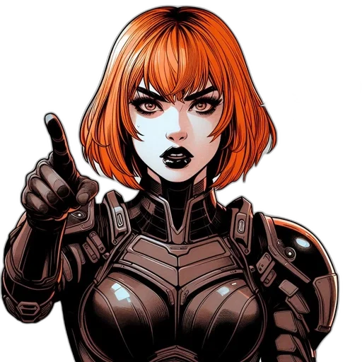 comic book art, concept art, cartoon, female transparent PNG cut-out