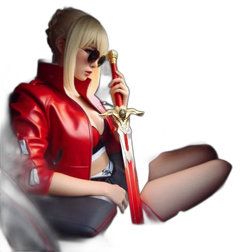 jacket, staff, weapon, robot transparent PNG cut-out