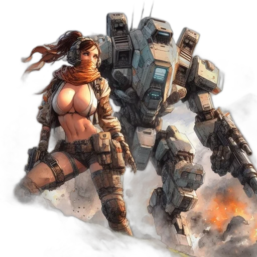 robot, weapon, concept art, cyberpunk transparent PNG cut-out