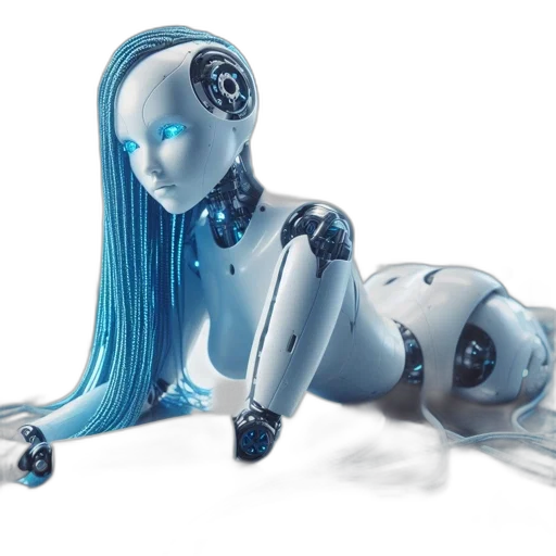 robot, concept art, 3d render, cyberpunk transparent PNG cut-out