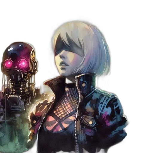 robot, jacket, cyberpunk, concept art transparent PNG cut-out