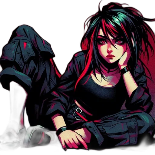 comic book art, concept art, cyberpunk, anime transparent PNG cut-out