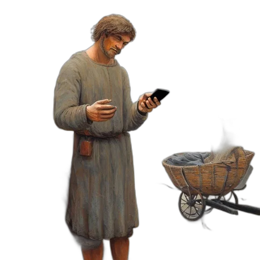 concept art, oil painting, man, stands transparent PNG cut-out
