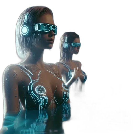 robot, cyberpunk, concept art, 3d render transparent PNG cut-out