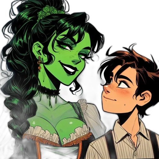 comic book art, concept art, cartoon, green transparent PNG cut-out