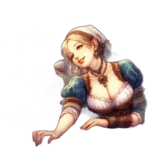 dress, face, crown, staff transparent PNG cut-out