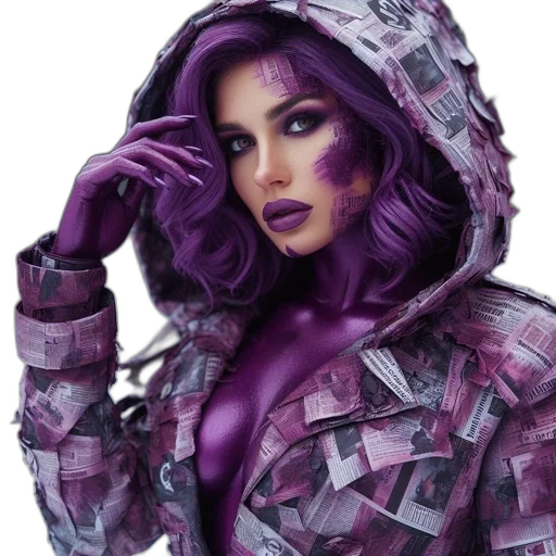 jacket, face, cyberpunk, comic book art transparent PNG cut-out