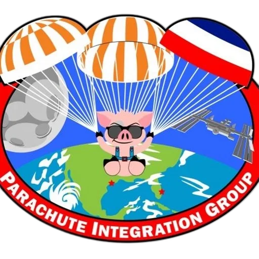 cartoon, pig, parachutes, down transparent PNG cut-out