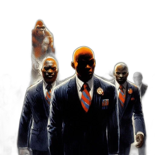 concept art, comic book art, stern, suited transparent PNG cut-out