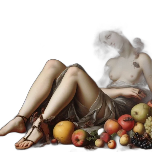 food, dress, oil painting, photorealistic transparent PNG cut-out
