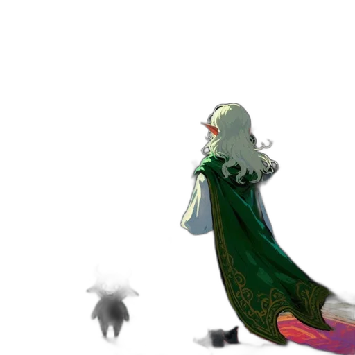 dress, creature, crown, staff transparent PNG cut-out
