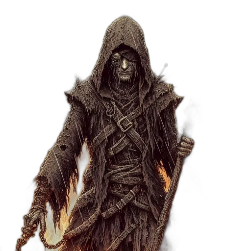 staff, jacket, mask, sword transparent PNG cut-out