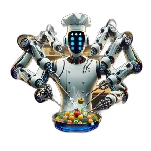 robot, food, concept art, 3d render transparent PNG cut-out