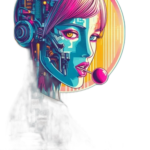 robot, face, mask, cyberpunk transparent PNG cut-out