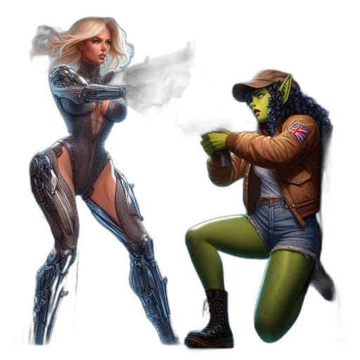 concept art, comic book art, fantasy art, cyberpunk transparent PNG cut-out