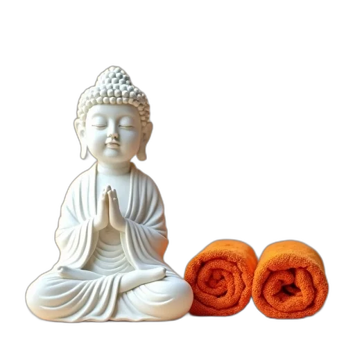 3d render, photorealistic, white, buddha transparent PNG cut-out