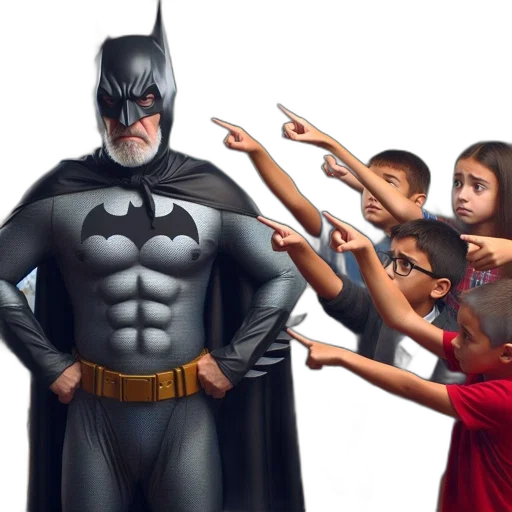 comic book art, concept art, batman-costumed, man transparent PNG cut-out