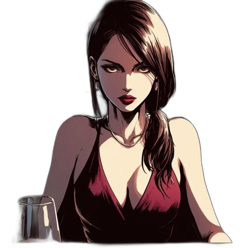 dress, jewelry, face, comic book art transparent PNG cut-out