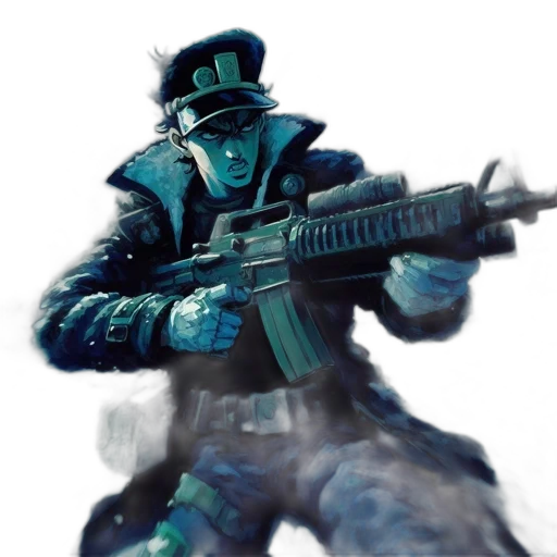 weapon, robot, staff, jacket transparent PNG cut-out