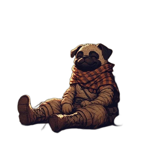 creature, animal, jacket, staff transparent PNG cut-out