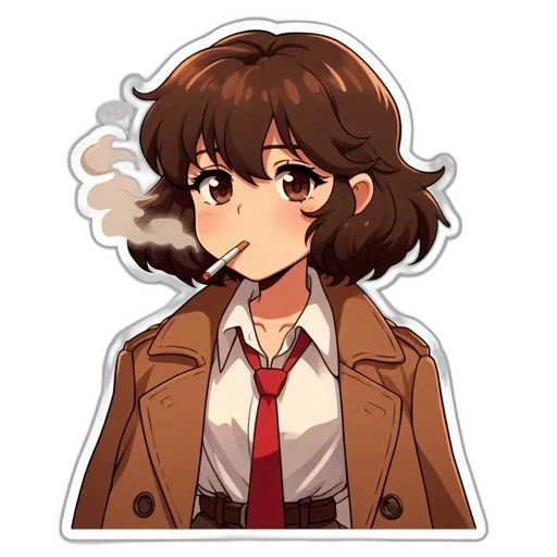jacket, staff, face, hair transparent PNG cut-out