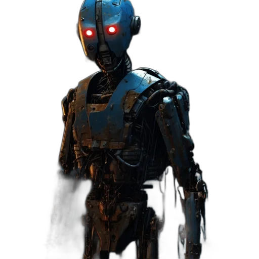 robot, mask, creature, staff transparent PNG cut-out