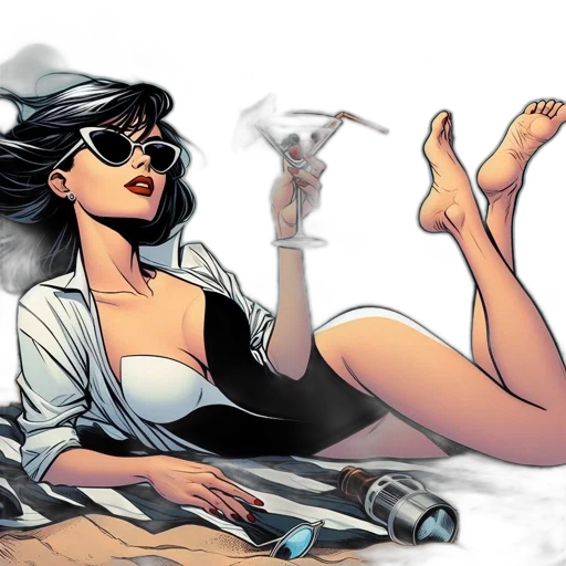 comic book art, concept art, cartoon, woman transparent PNG cut-out